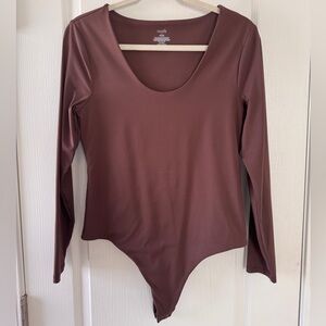 Nuuds large coffee long sleeve crewneck bodysuit